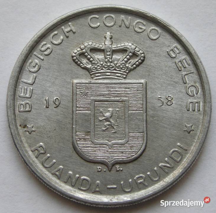 KONGO BELGIJSKIE RUANDA URUNDI 5 FRANKÓW 1958