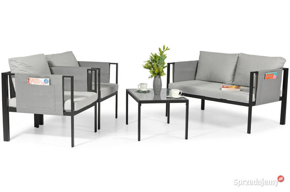 Nowoczesny zestaw ogrodowy kawowy IBIZA szary