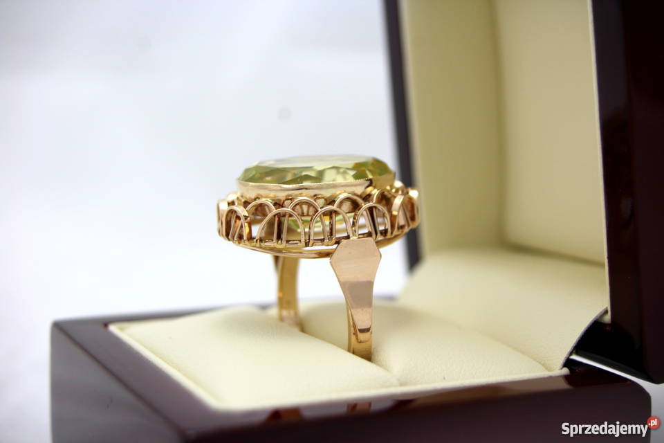 Złoty pierścionek z zielonym spinelem 585 1293 g Poznań sprzedam