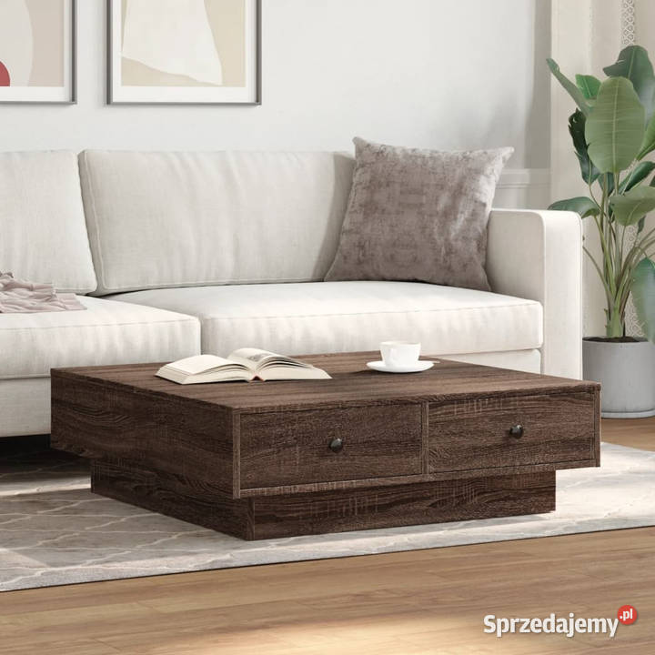 Stolik kawowy brązowy dąb 90x90x28 WM848093 Warszawa