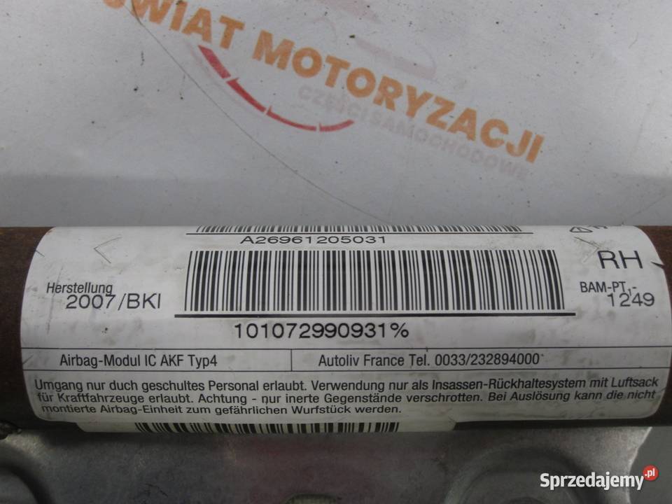 MINI CLUBMAN I COOPER S R55 AIRBAG kurtyna prawa osobowe Kielce