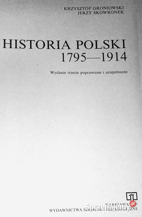 Historia Polski 17951914 Krzysztof Groniowski Chełm sprzedam