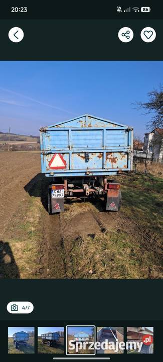 Przyczepa wywrotka d732 zarejestrowana nieuszkodzony Zygodowice sprzedam
