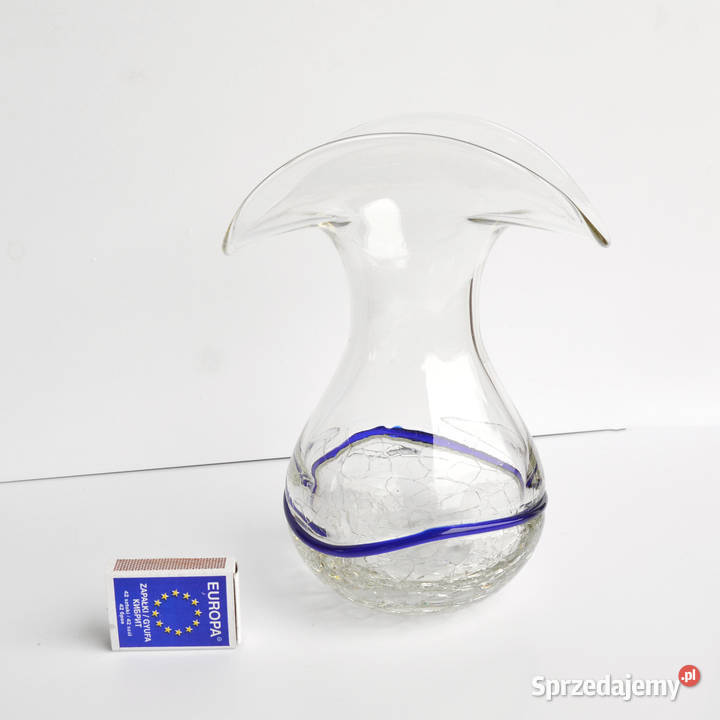 Wazon ze szkła lodowego Harrachov Sklo Czechy Antyki, Sztuka, Kolekcje mazowieckie