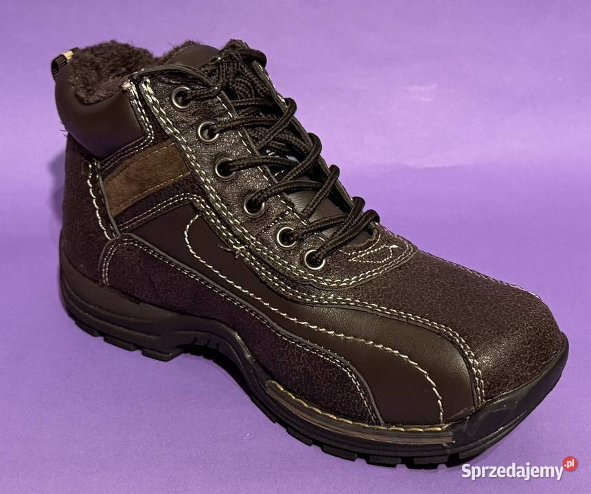 Brązowe młodzieżowe ocieplane buty rozmiar 39 Żyrardów