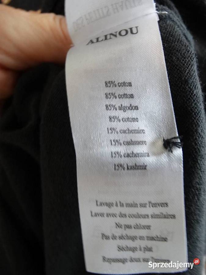 Sweter Kaszmirowy Kaszmir Bawełna Szary z Łomża