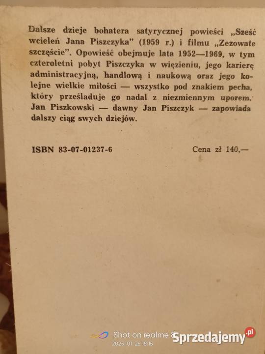 Smutnych losów Jana Piszczka ciąg dalszy książki Proza i poezja Warszawa sprzedam