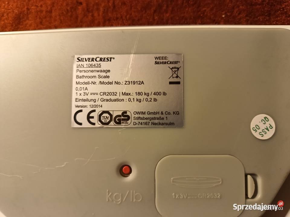 Nieużywana waga łazienkowa SilverCrest sprzedam