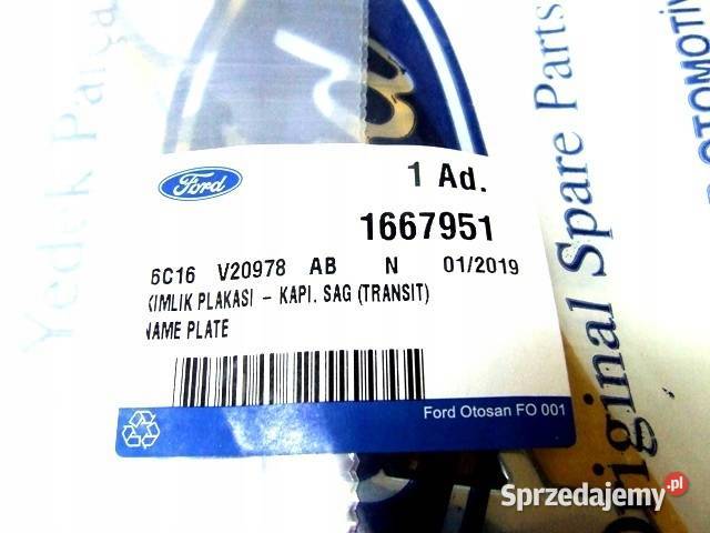EMBLEMAT NAPIS PRZÓD PRAWYCH DRZWI FORD TRANSIT