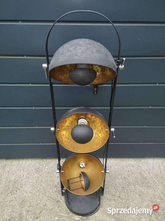 Lampa podłogowa czarna ze złotymi 3punktami łódzkie Aleksandrów Łódzki