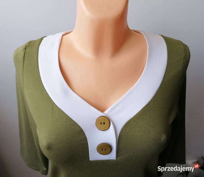 NOWA DAMSKA BLUZKA KHAKI RĘKAW 34 R40