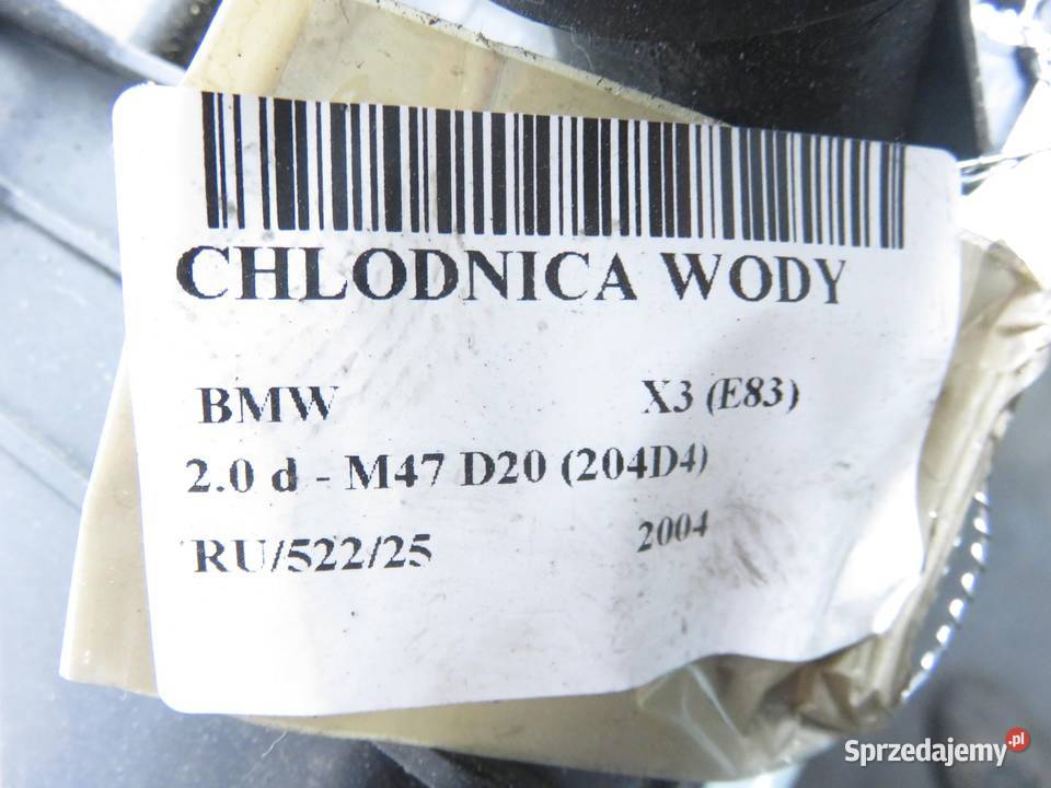 CHŁODNICA WODY BMW X3 E83 20 d 7788136 Chłodnie wody