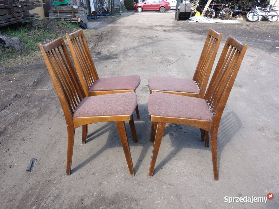 Krzesła Hałas typ 200157 komplet 4 sztuki PRL Tarnowskie Góry