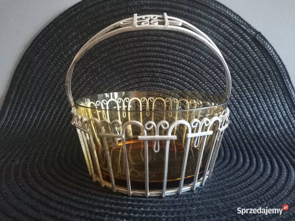 Stara posrebrzana cukiernica cukierniczka szkło Antyki Katowice