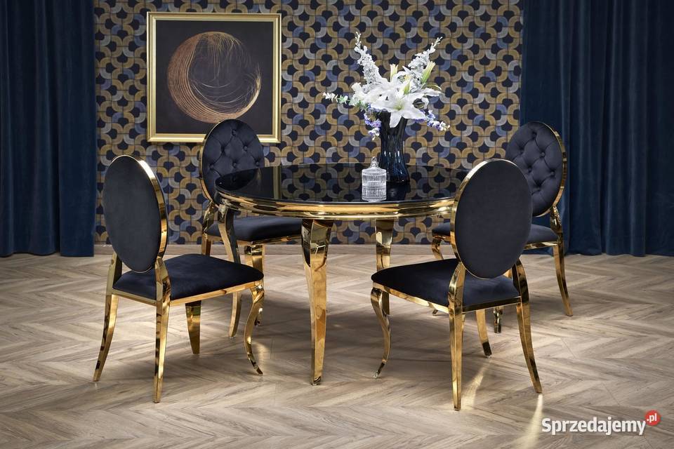 Krzesło złote czarne pikowane guzikami Glamour Golkowice sprzedam