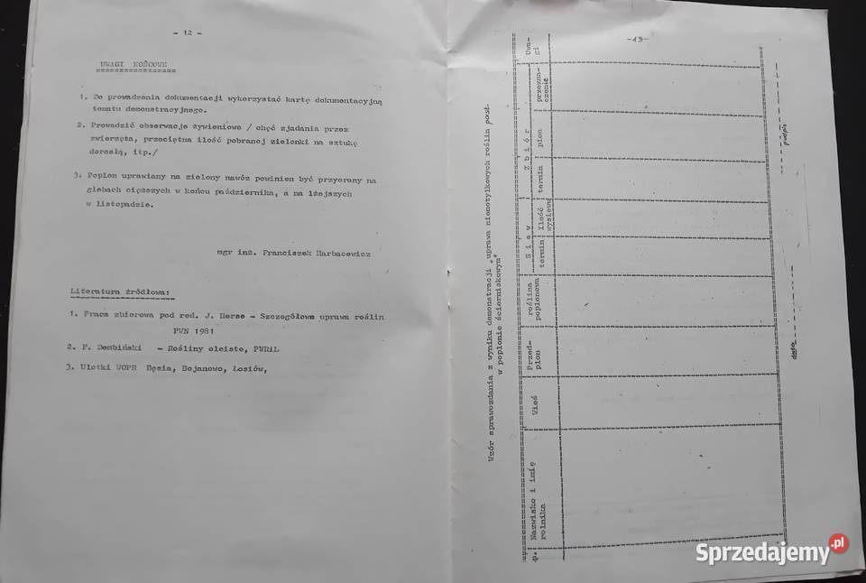 Instrukcja deminstracyjna WOPR Marszew Uprawa Koźminek sprzedam