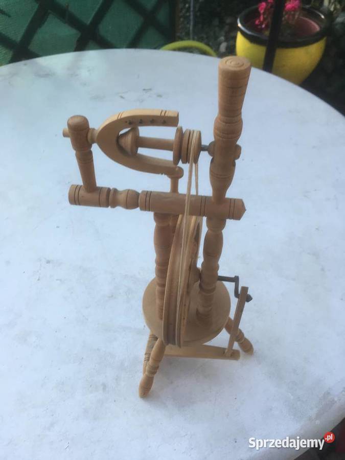 Kołowrotek drewniany do przędzenia Zielonka