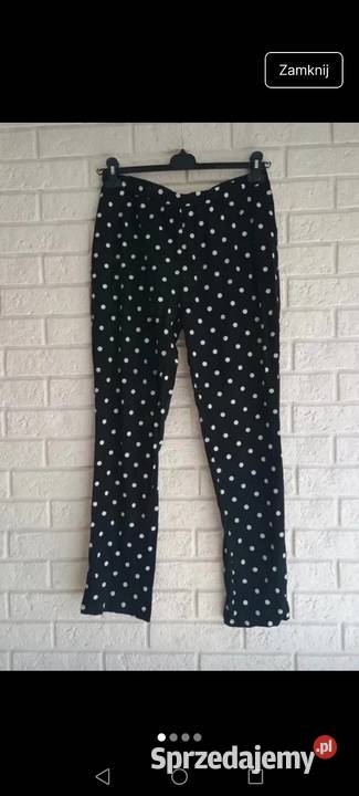 Leginsy czarne w białe grochy na gumce Krosno