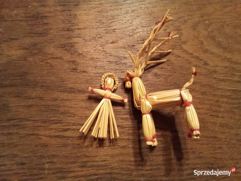 Świąteczne figurki ze słomy kozioł i kobieta Warszawa