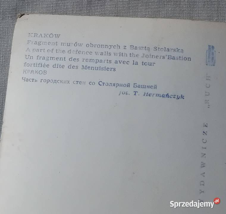 Pocztówka Kraków fragment murów obronnych z wielkopolskie Koźminek sprzedam