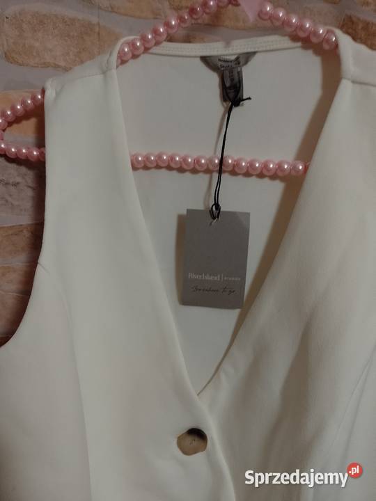 40L River Island Kremowa kamizelka ołówkowa z Kraków sprzedam