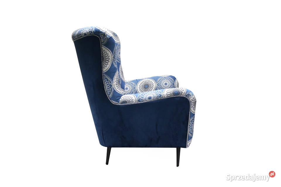 Fotel Uszak Kominkowy Patchwork Skandynawski Kazimierz Biskupi