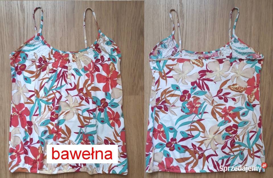Bluzka top biała S 36 kwiaty Camaieu koszulka bez rękawa Warszawa