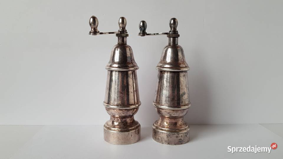 Sygnowana platerowana solniczka i pieprzniczka Dąbrowa Górnicza