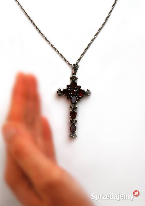 Krzyż granaty markasyty srebro pr 925 wisior lubelskie Lublin