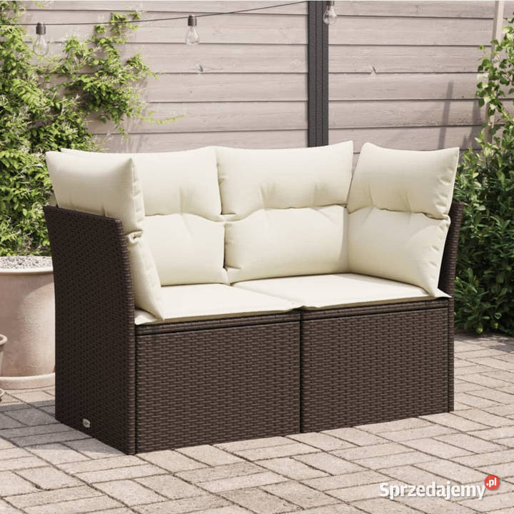 Sofa ogrodowa z poduszkami 2osobowa brązowa Warszawa