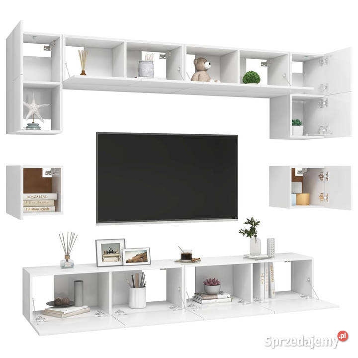 8cz zestaw szafek TV biały materiał Warszawa