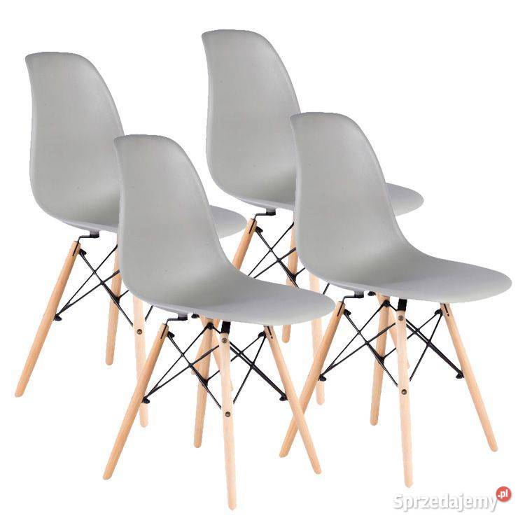 Zestaw czterech krzeseł do salonu jadalni Szare Bielsk Podlaski