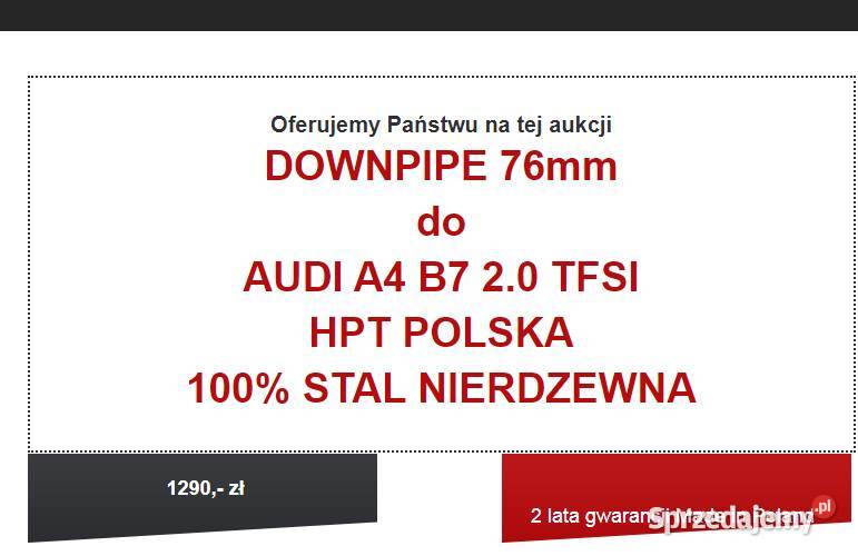 Downpipe 76mm long AUDI A4 20 TFSI B7 20042009 osobowe Szczecin