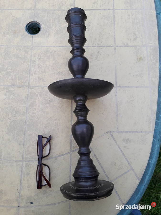 Stary duży mosiężny świecznik patyna Warszawa