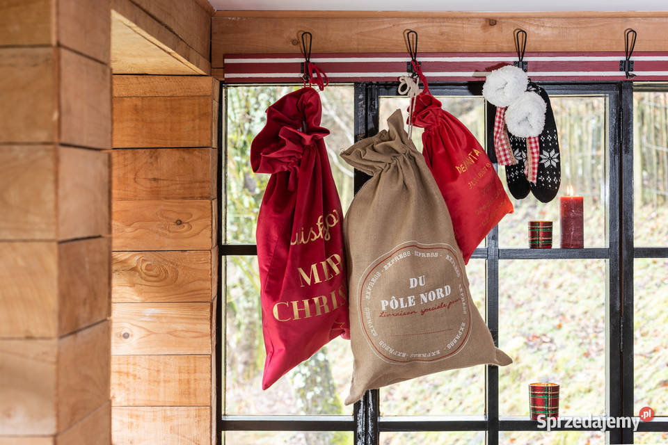 Worek jutowy świąteczny na zabawki prezenty 78 2 Kanie