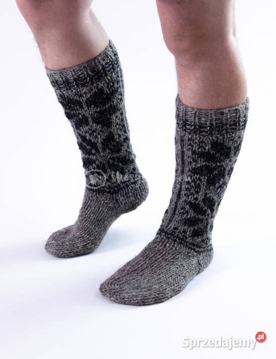 Wysokie wełniane skarpetki z góralskim wzorem Szaflary