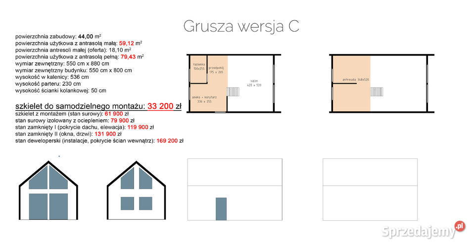 Dom szkielet do samodzielnego montażu Dom z