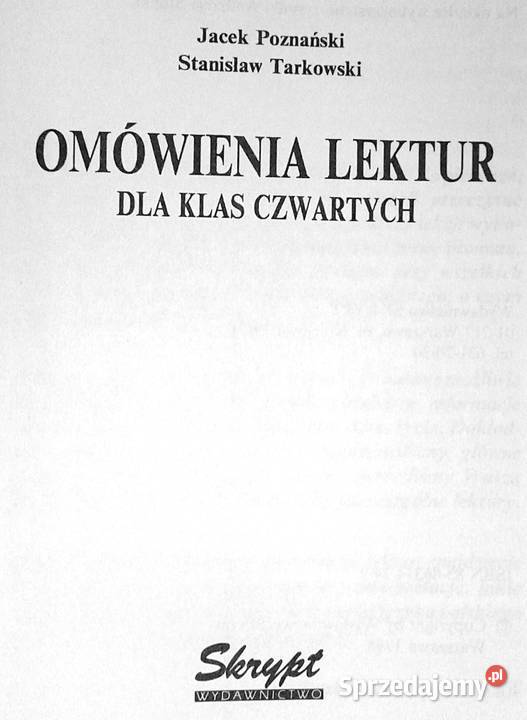 Omówienie lektur klas 4 Jacek Poznański Książki i Podręczniki Chełm