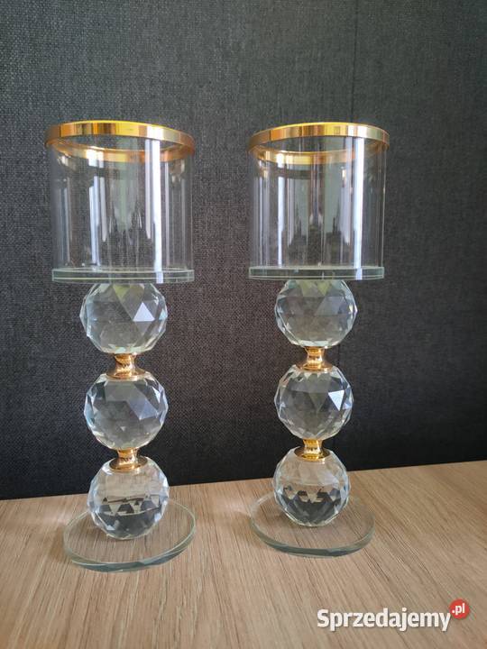 Świecznik kryształowy 2 sztuki lampion Świeczniki