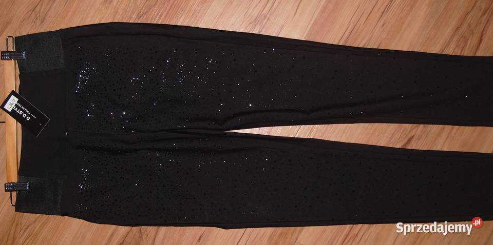 NOWE czarne Spodnie Legginsy z Kryształkami rLXL Rozmiar 40(L) Rawicz