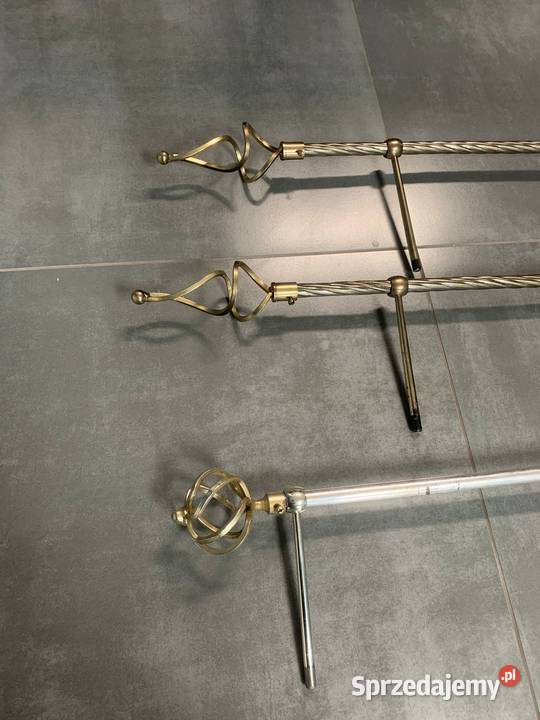 Karnisze pojedyncze metalowe mosiądz srebne Śmigiel
