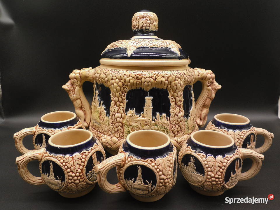 Zabytkowy niemiecki zestaw do ponczu grzańca wielkopolskie Raszków
