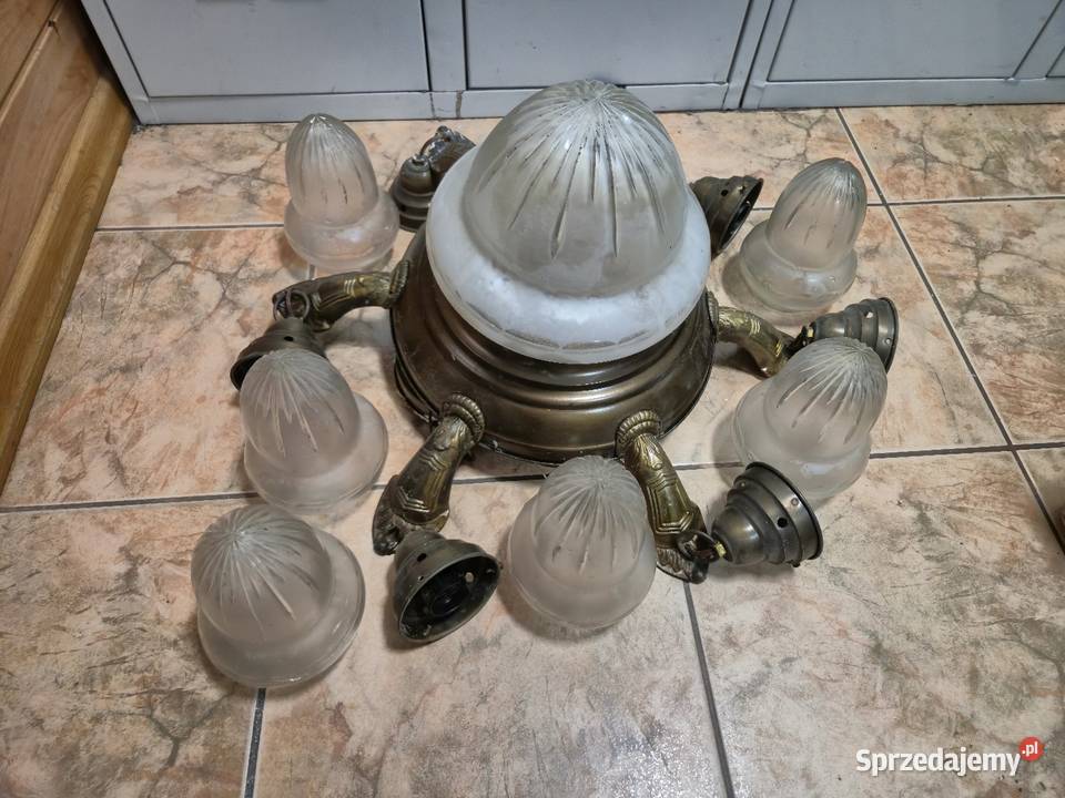 Żyrandol mosiądz PRL 5 ramienny śląskie Dąbrowa Górnicza