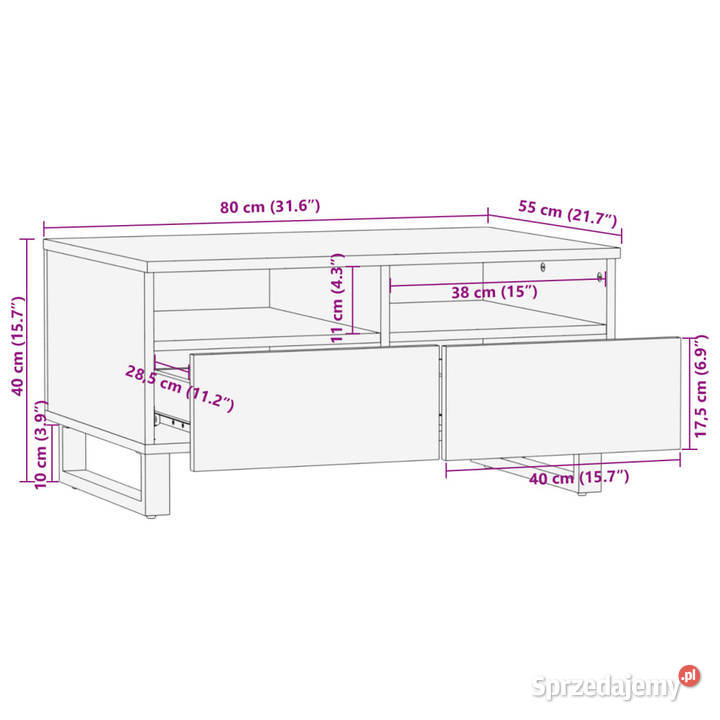 Stolik kawowy 80x55x40 lite drewno mango mazowieckie Warszawa