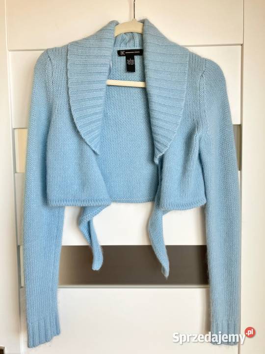 Nowy błękitny luksusowy kardigan bolerko Nisko