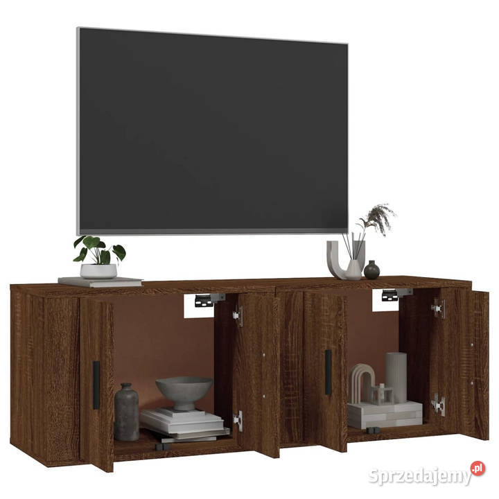 Wiszące szafki TV 2 brązowy dąb 57x345x40 Warszawa