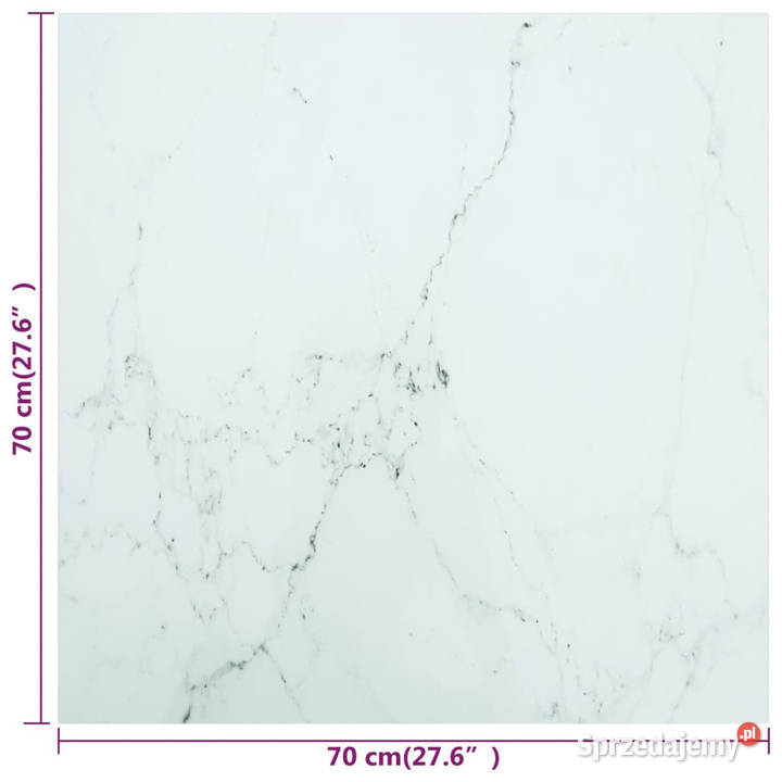 Blat stołu biały 70x70 6 mm szkło ze wzorem