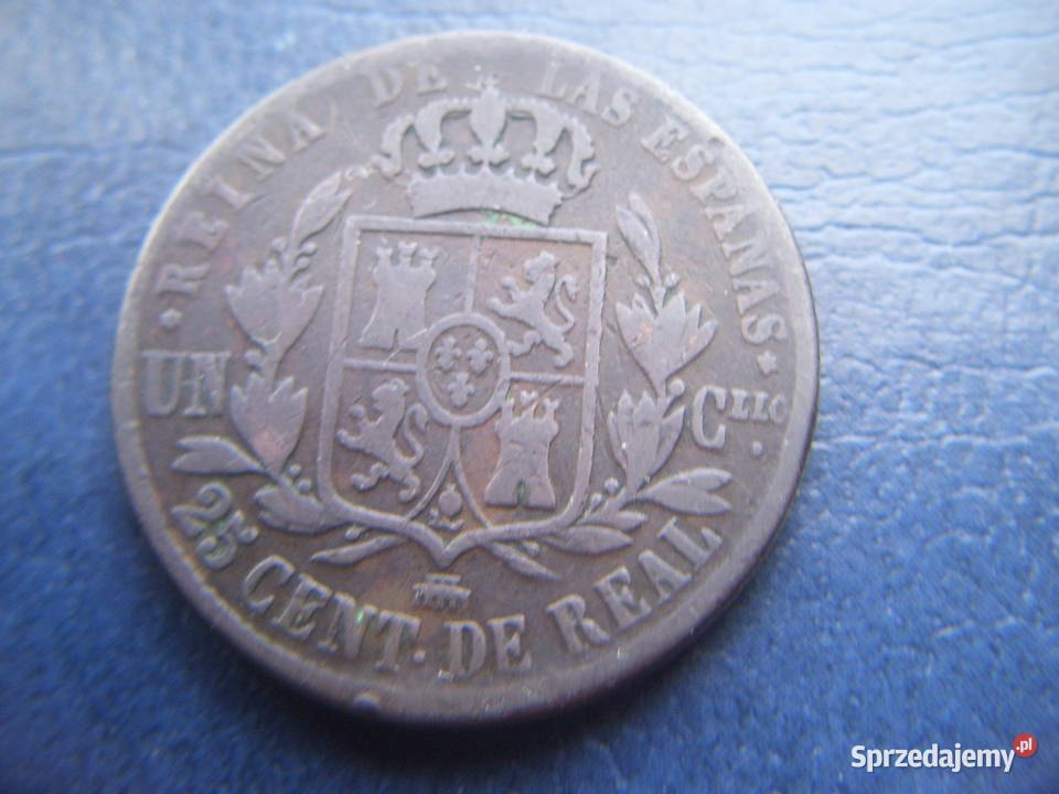 Stare monety 25 centym 1860 Hiszpania Lesko
