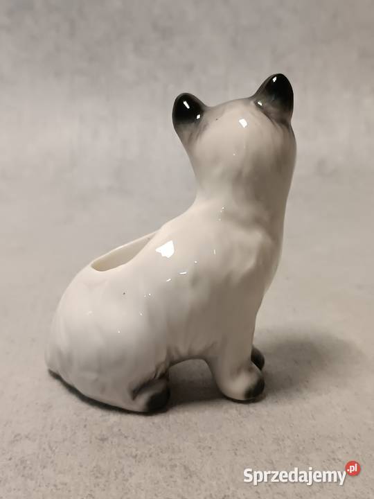 Porcelanowy Świecznik Kot Kotek Figuralny Zakopane