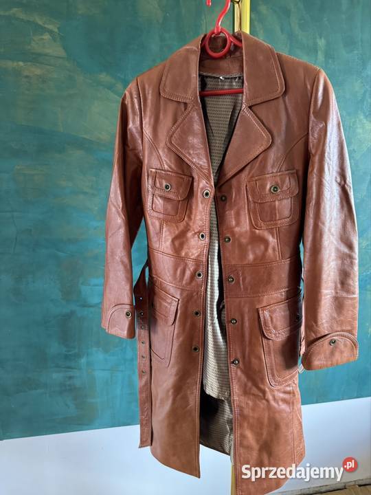 Płaszcz skóra naturalna XS camel brąz vintage z Częstochowa